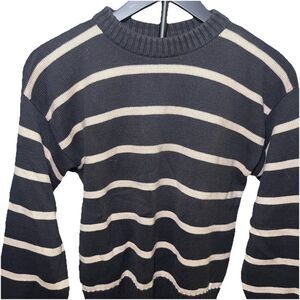 Lizsport Petites Sweater Women’s Size Petite Black White Stripe Pullover USA